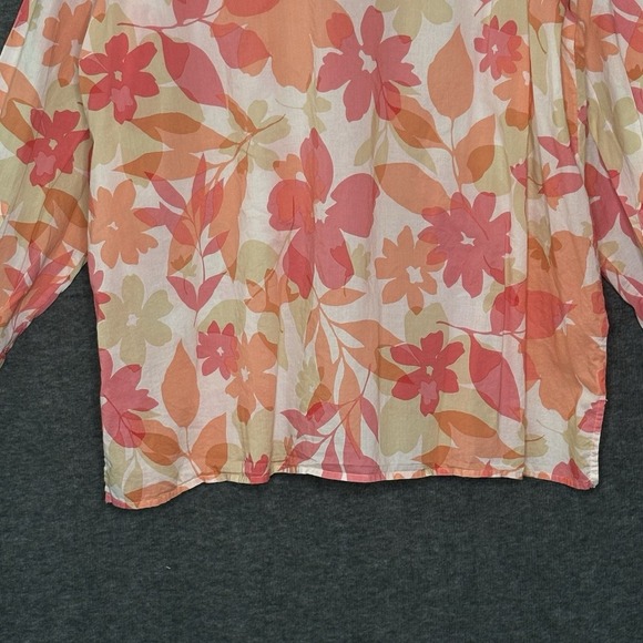 Liz Claiborne Woman 2X Blouse Button Front Floral Print 100% Cotton Long Sleeve - Picture 8 of 15